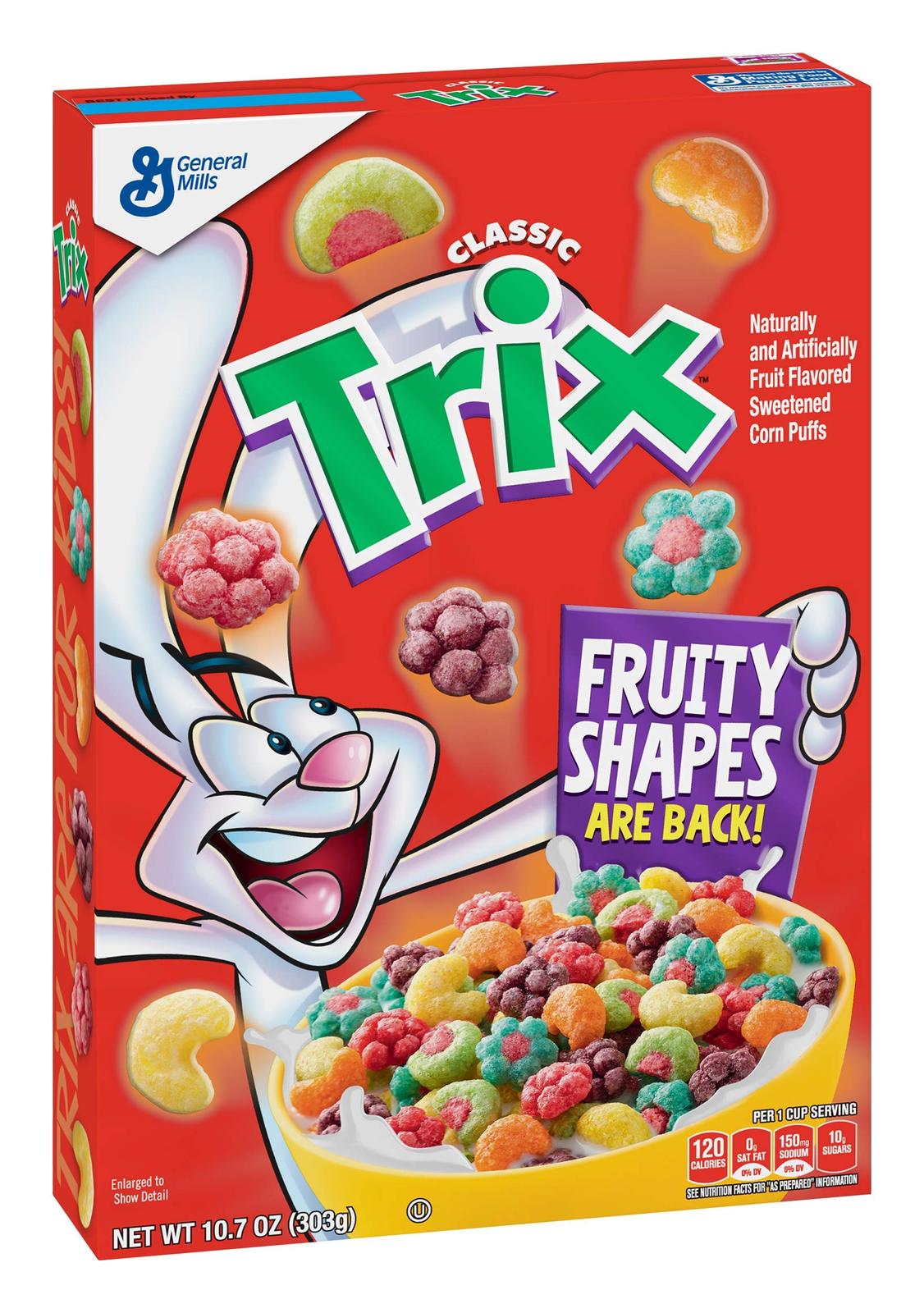 Trix Breakfast Cereal Naturally Flavored Sweetened Corn Puffs 10 Oz Box General Mills