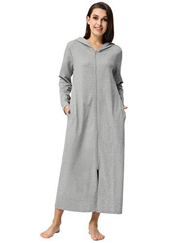 Women Soft Sleepwear Summer House Robes Zipper Lightweight Dressing ...