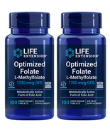 Optimized Folate L-Methylfolate 1700 mcg - 2X100 Veg Tabs Life Extension - $19.14