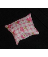 Barbie doll dollhouse pillow country style pink and white plaid wth hear... - $7.99