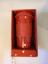 Valentine&#39;s Day Coffee Mug Red White Polka Dots Ceramic Travel Mug Silic... - $14.99