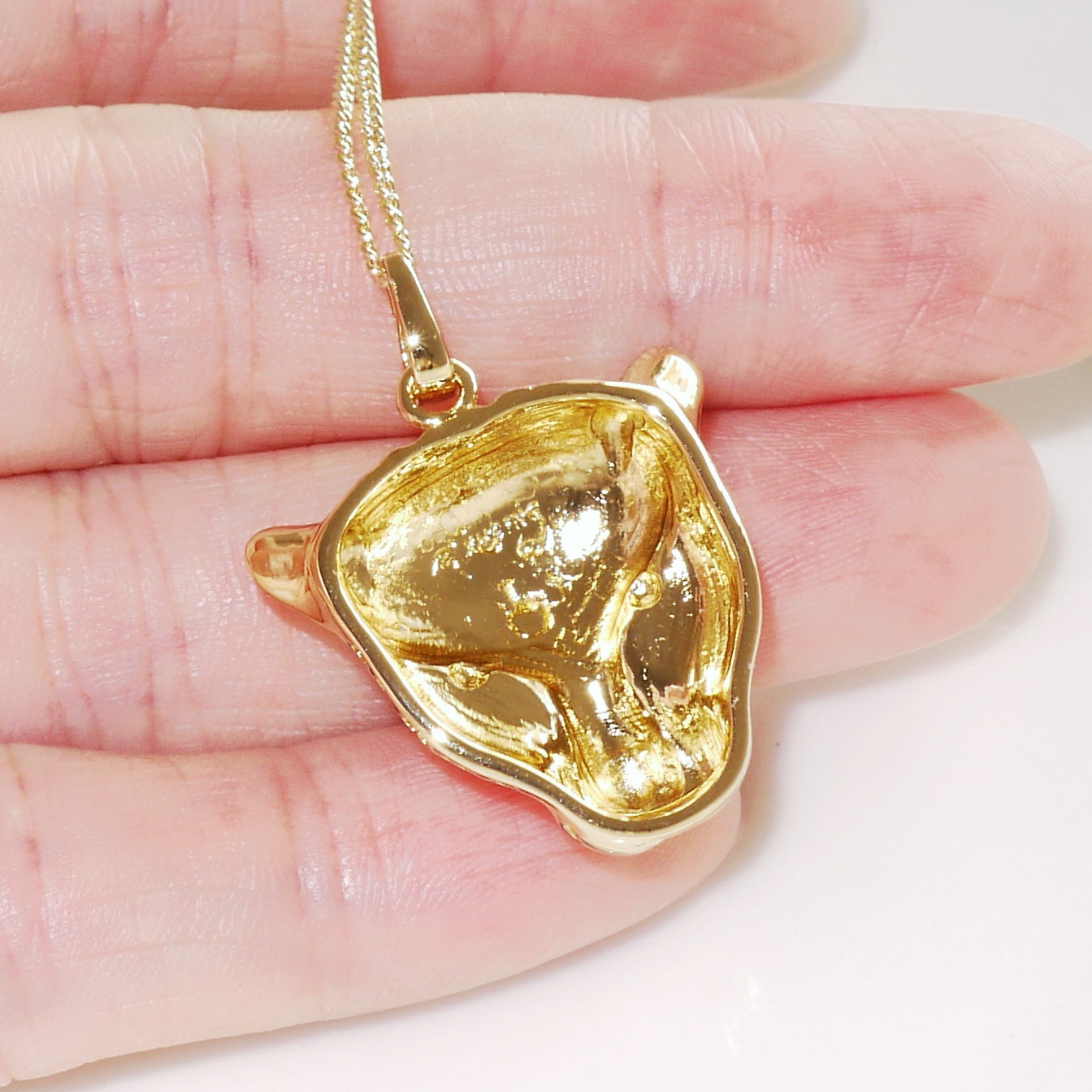 Leopard head 14k Gold plated pendent necklace 17