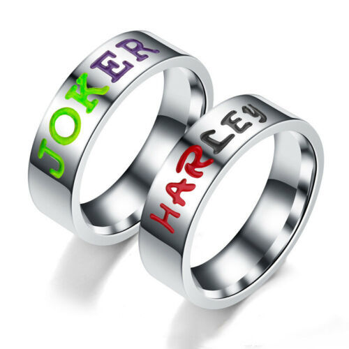 6mm Stainless Steel Enamel Joker Harley Engraved Couple Rings for Men Women New