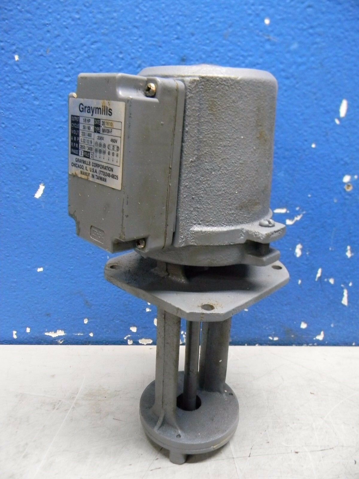 Graymills Cast Iron Immersion Coolant Pump 230/460V 1/8HP IMV08F PARTS