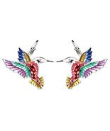 Enamel Alloy Floral Hummingbird Eagle Stud French Clip Earrings Fashion ... - $24.00