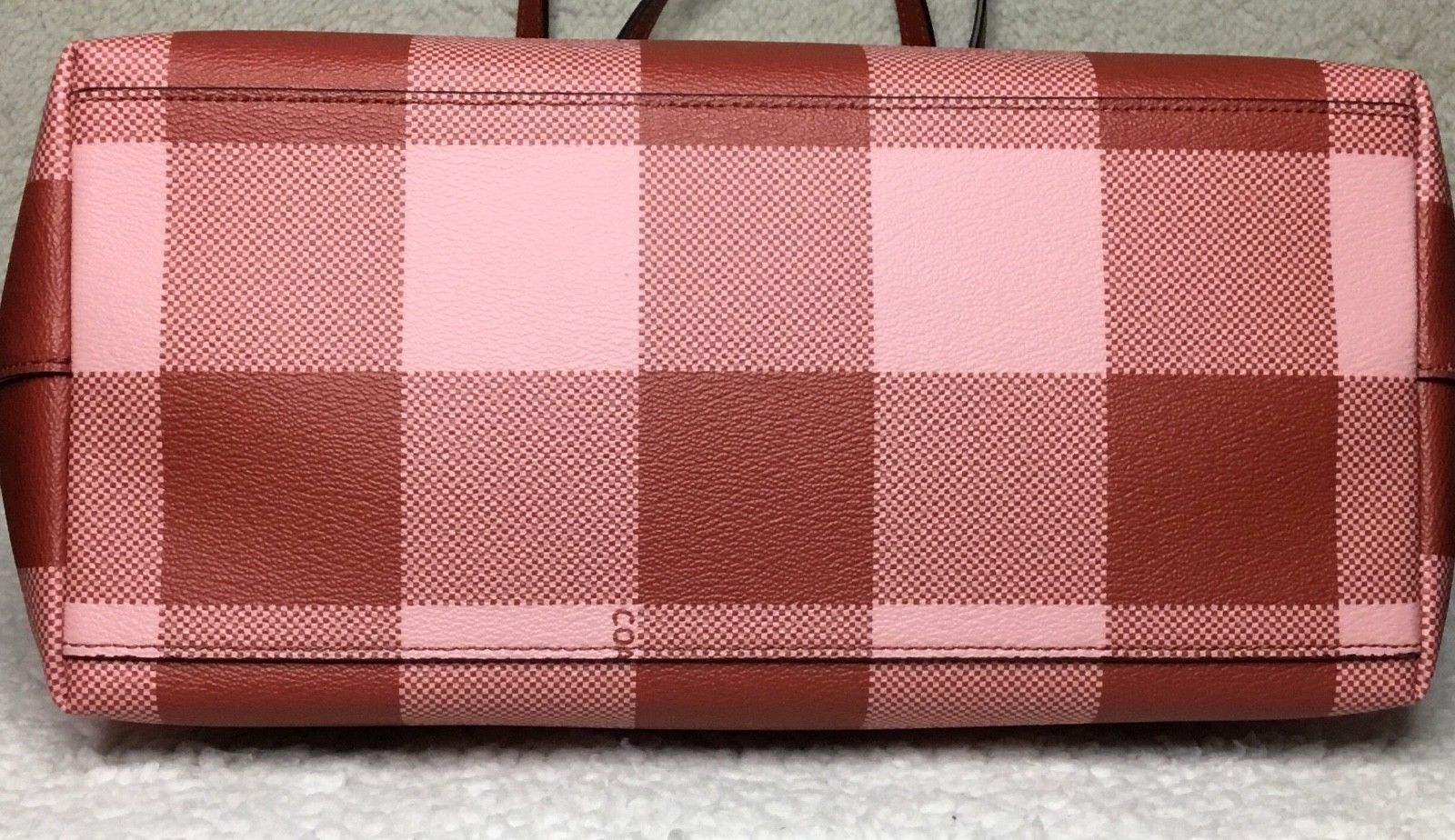 coach tote with buffalo plaid print