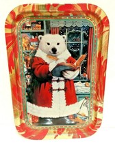 Coca Cola Christmas Santa Polar Bear Serving Tray 13.5&quot; x 9.25&quot; - $12.19