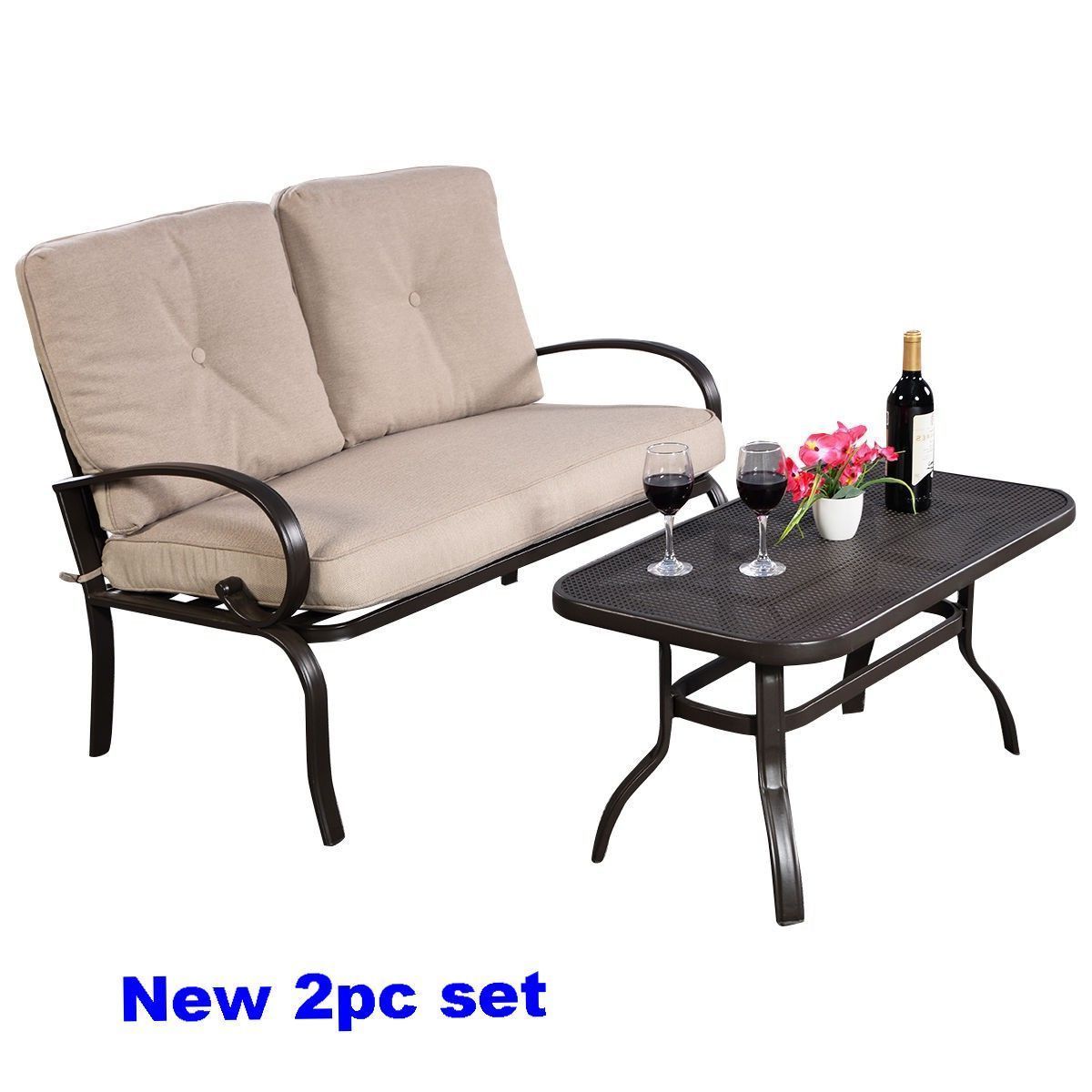Outdoor Patio Sofa Bistro Steel Seat Coffee And 46 Similar Items S L1600 Outdoor Patio Sofa Bistro Steel Seat Coffee Table Loveseat Cushion Clearance 2pc