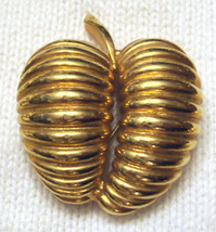 Abstract Apple PIN 3D Gold Plated Ribbed Shrimp Textured Brooch Unique VTG  - $19.76