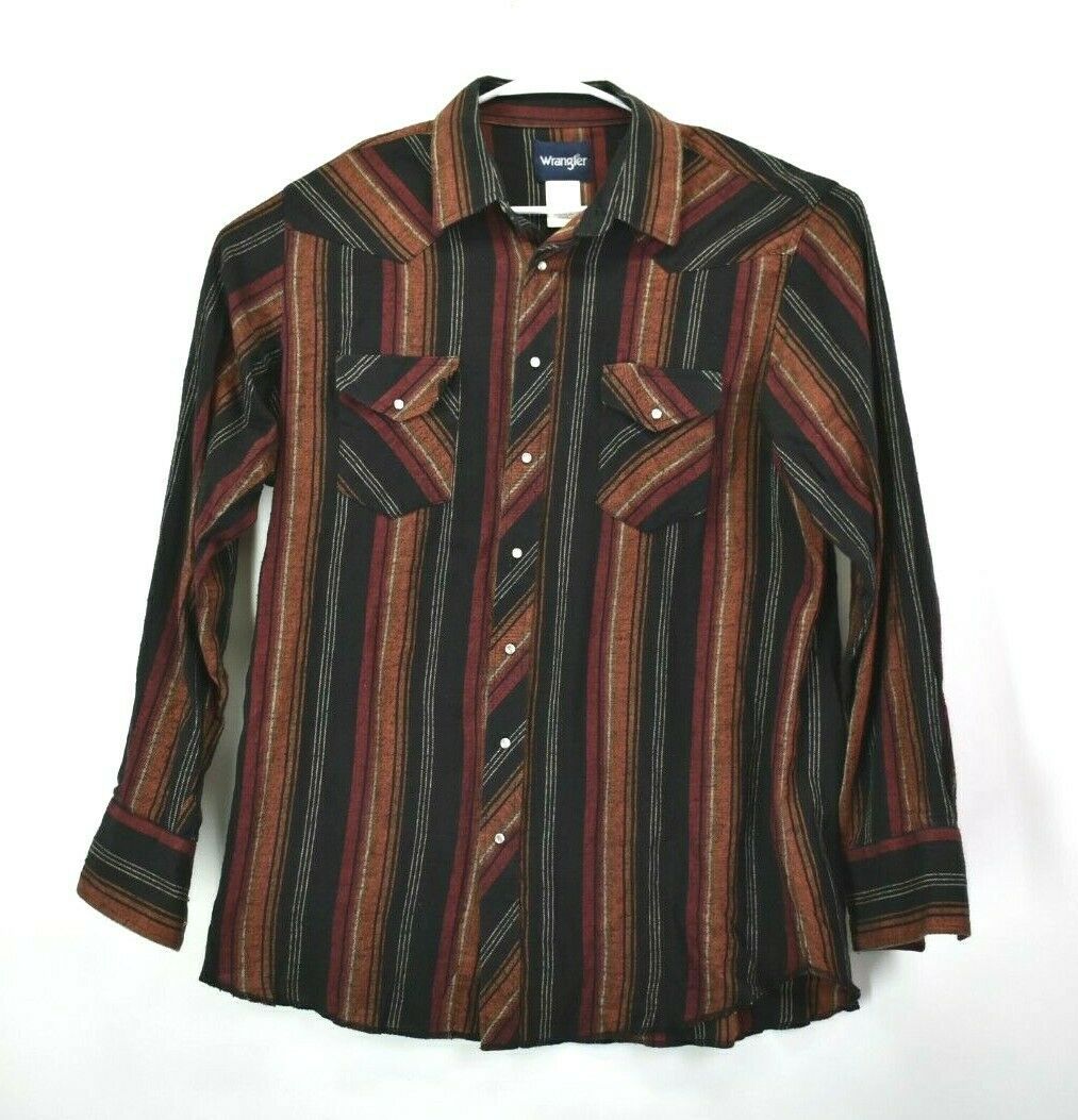 Wrangler Men's XL Tall Pearl Snap Button Up Flannel Western Shirt ...