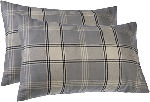 Pinzon 160 Gram Plaid Flannel Pillowcases – Standard, Grey Plaid - PZ ...