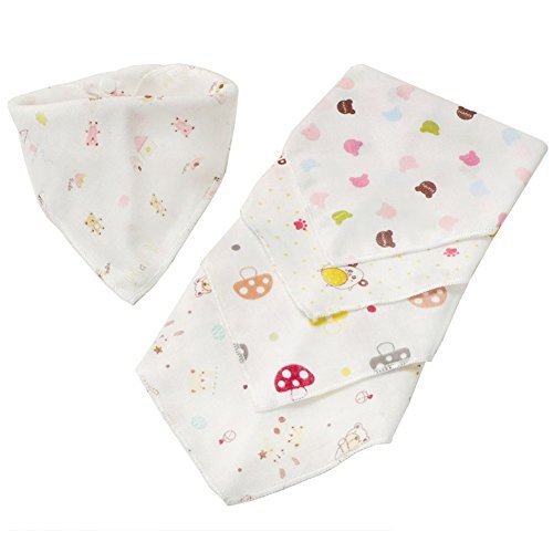 5PCS Baby Boy Girls Eating Gauze Bibs Triangular Saliva Towels Random Pattern