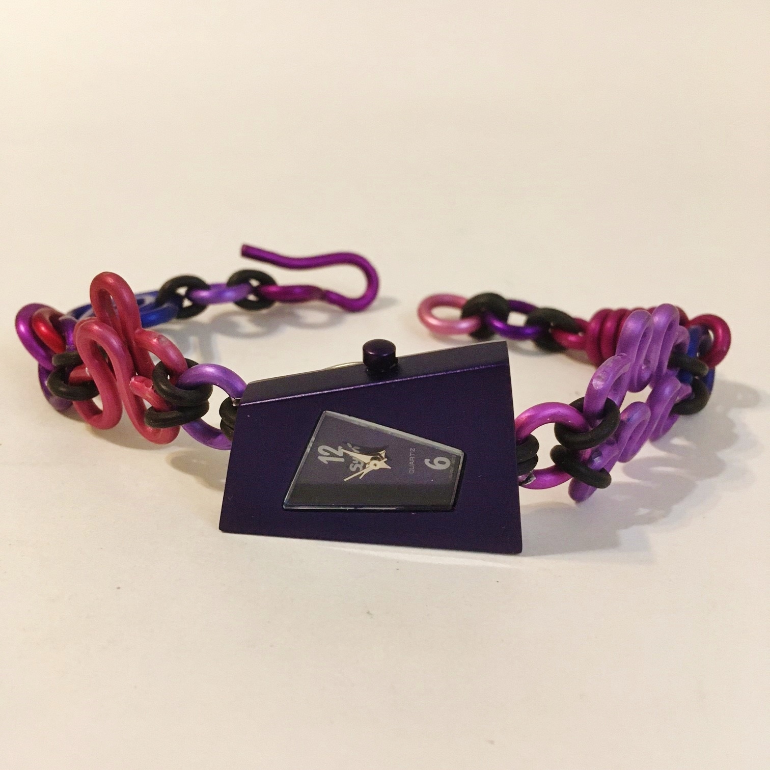 Primary image for Purple Rhomboid Wristwatch Ladies Bracelet Aluminum Handmade Adjustable Band New