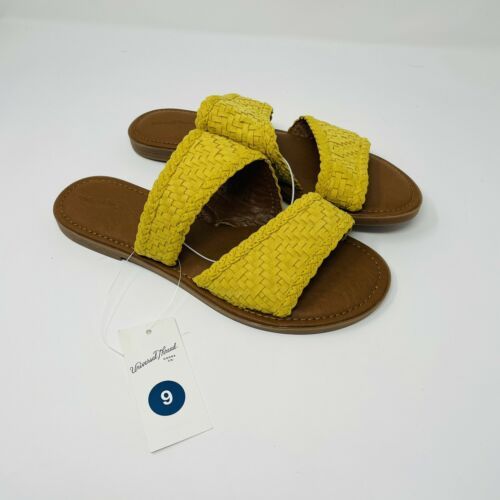 Universal Thread Women's Sz 9 Yellow Woven Slide Sandals Bryton Slip On New - Sandals & Flip Flops