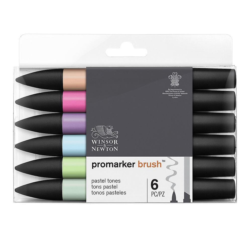 Winsor & Newton Brushmarker 6 Pen Brush Marker Set - Pastel Tones,0290125
