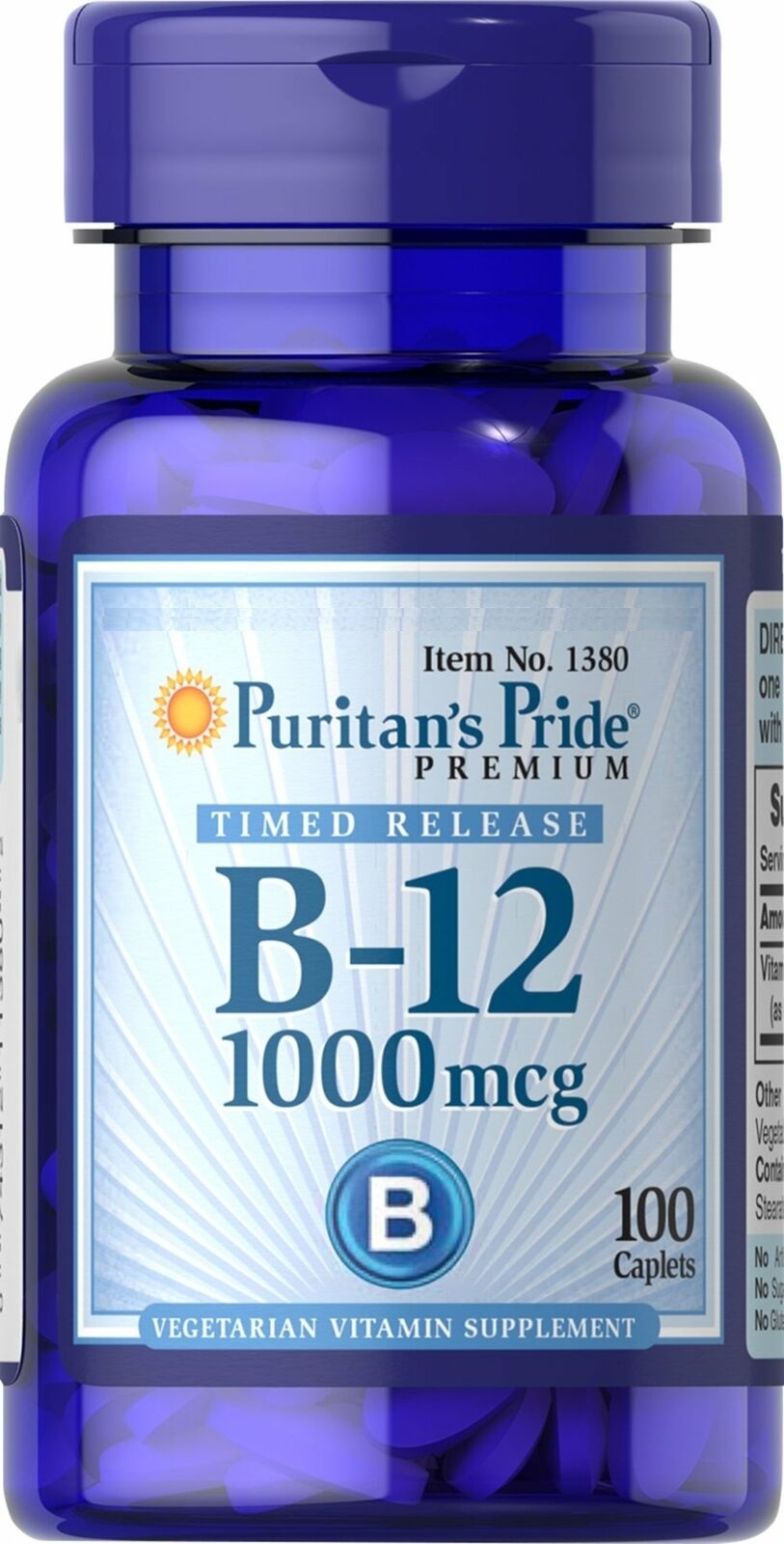 Puritan's Pride Vitamin B-12 1000 Mcg Timed Release - 100 Caplets ...