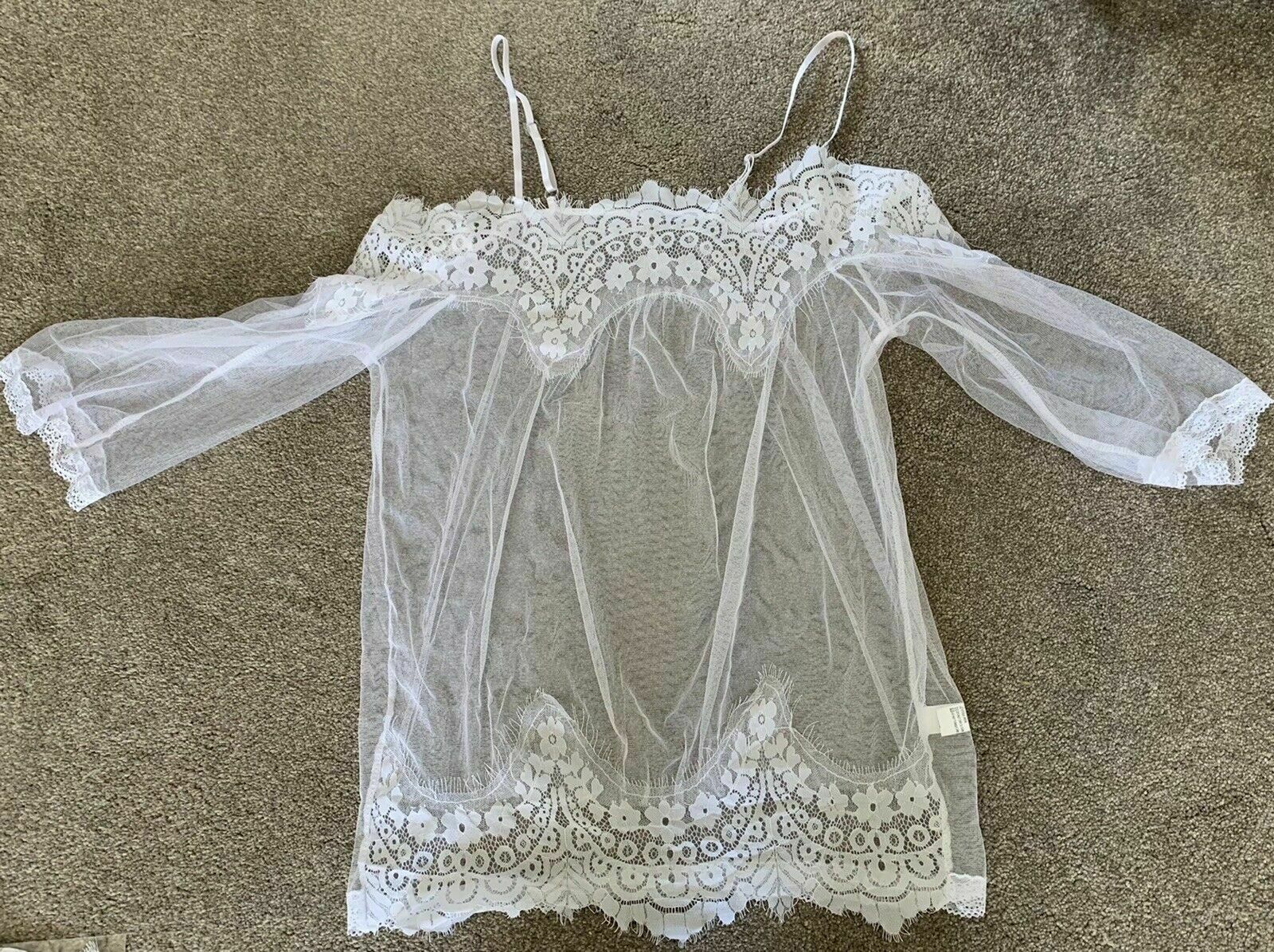 sexy see through White Lace Top-off shoulder,-perfect for beach/festival/summer/