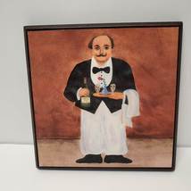 Chef Wall Art, set of 3, Pressboard Wood Tile Hanging Plaques, Wine Fat Chef image 3