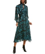 Donna Morgan Women&#39;s Ruched Collar Blouson Sleeve High Low Printed Bold - $184.02+