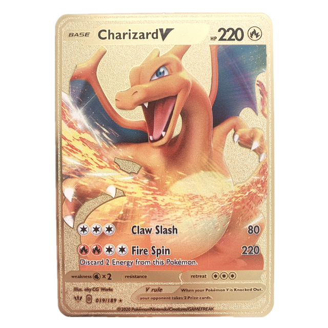 Charizard V Gold Metal Pokemon Card Trading Card Singles 