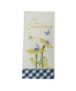 Floral Dish Towel 18&quot; X 28&quot; Blue Yellow White Cot Dragonfly #SPG98 - $22.17