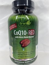 Irwin Naturals CoQ10 RED Nitric Oxide Booster heart health 60 SoftGels 4/22 - $8.54