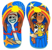Toy Story 4 Sherrif Woody & Forky Disney Flip Flops Beach Sandals Toddler's 7-8 - £9.06 GBP