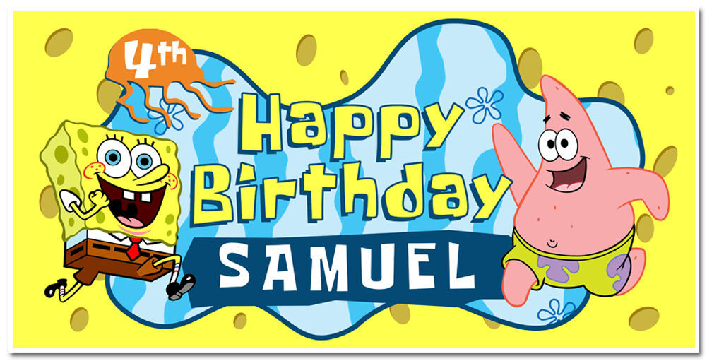 Spongebob Squarepants Custom Birthday Party Banner Decoration - Party