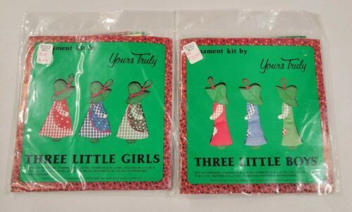 Primary image for Vintage NIP Yours Truly Ornament Kits Three Little Boys Three Little Girls 1976