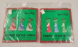 Vintage NIP Yours Truly Ornament Kits Three Little Boys Three Little Gir... - $14.85