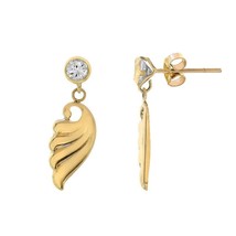 2.00 Ct. tw. CZ Decorated With Wings Dangle Earrings 14K Gold - $305.91