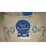 Pabst Blue Ribbon Beer Thumbprint Goblet Vintage Glass Beer Mug Man Cave Barware - $21.77