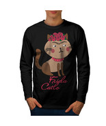 Frida Kahlo Cat Tee Funny Men Long Sleeve T-shirt - $14.99