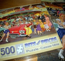 Jigsaw Puzzle 500 Pcs Vintage Drive In Diner Classic Car Hop Family Fun ... - $12.86
