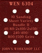 WEN 6304 - 40/80/100/150/240/400/800/1500 Grits - 10 Sheet Variety Bundl... - $12.46