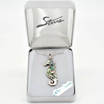 Storrs Wild Pearle Abalone Shell Seahorse Pendant w/ Silver Tone Necklace