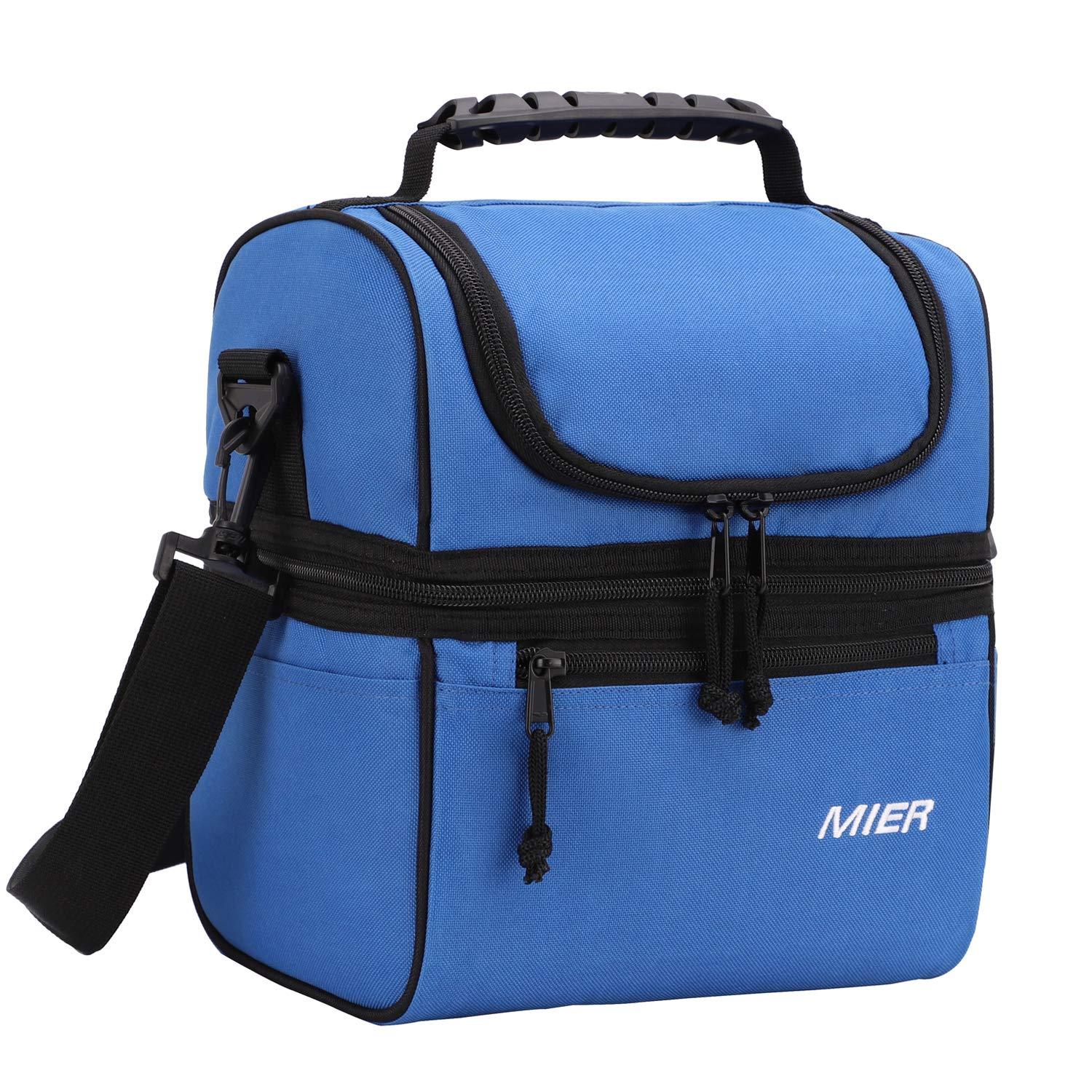 MIER 2 Compartment Lunch Bag for Men Women Kids, Leakproof Insulated