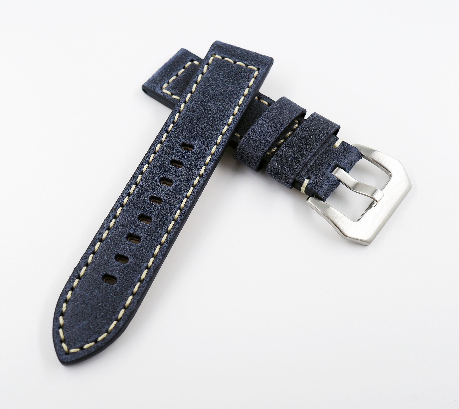 22 / 24mm Blue Genuine Leather Watch Band Strap for Panerai or Any