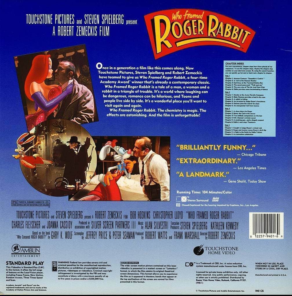 Who Framed Roger Rabbit Ltbx Cav 2 Disc Edition Laserdisc Rare Laserdisc