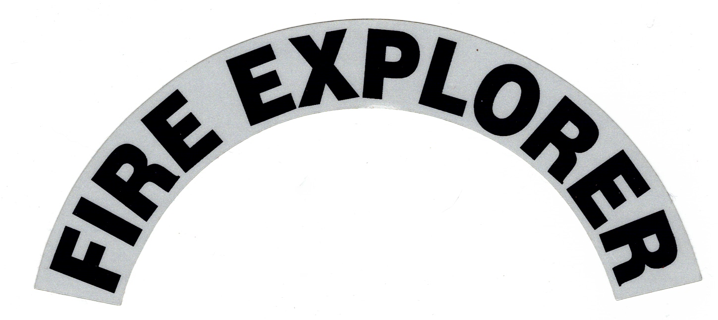 FIRE EXPLORER Highly Reflective FIRE HELMET CRESCENT DECALS A PAIR