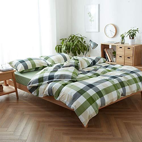 DOUH Washed Cotton Duvet Cover Twin/Twin XL Size Green Duvet Cover Sets