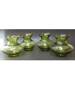 Set of 4 Vintage Olive Green Anchor Hocking Miniature Ruffled Edge Glass... - £19.23 GBP