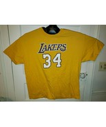 Vintage 90s Los Angeles Lakers #34 Shaquille O&#39;Neal Shaq T-Shirt - Size ... - $79.19