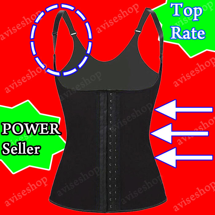 Image of Underbust /w straps Latex Waist Cincher Vest Trainer Girdle Chaleco Training #