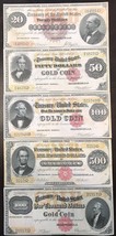 Reproduction Set 1882 Gold Certificates $20-$1000 USA Currency Copies - £8.86 GBP