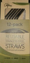 * 12pk Stainless Steel Silve Drinking Straws Reusable California Basics NEW NIB