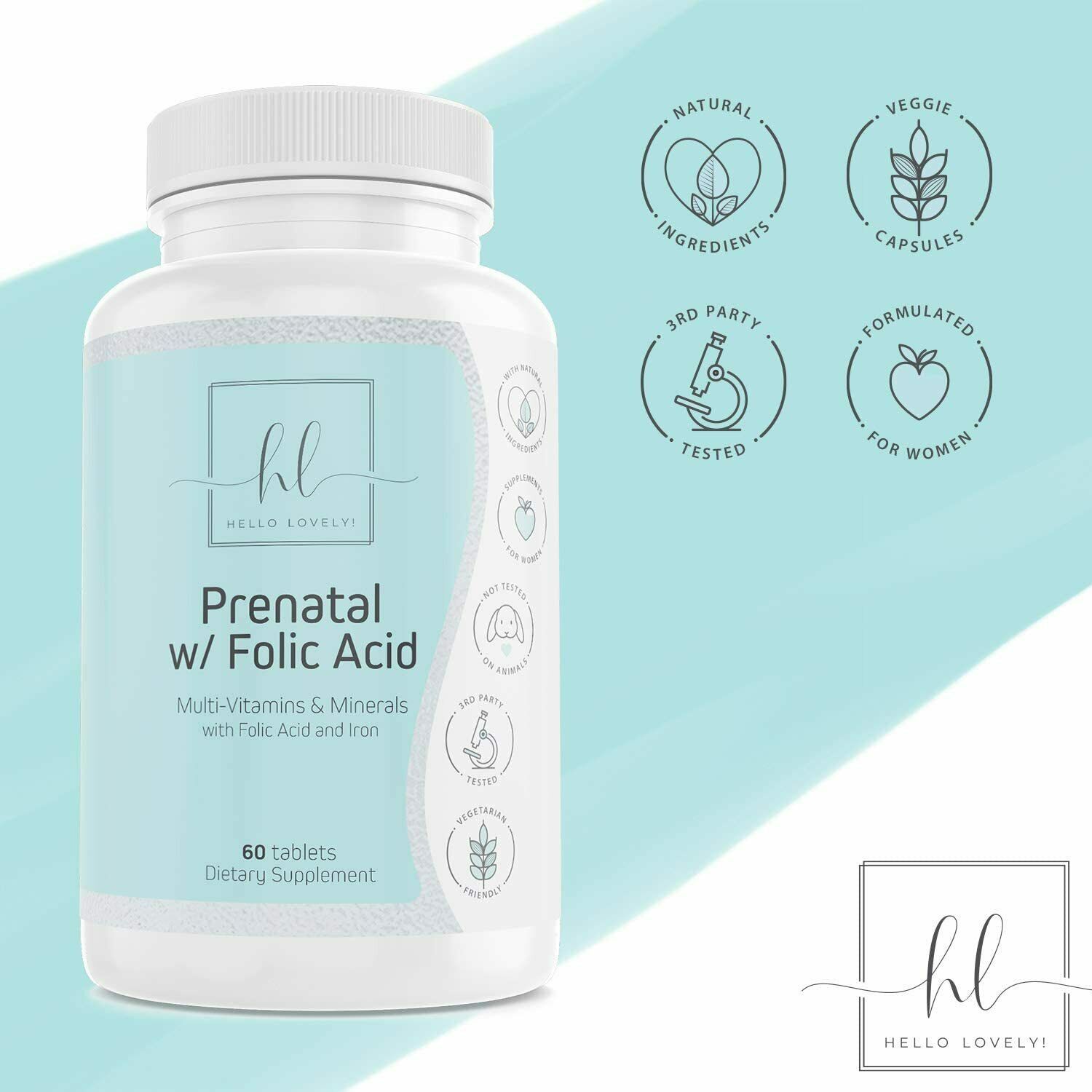 Prenatal Vitamins with Folic Acid & Iron Complete Multivitamin Tablets