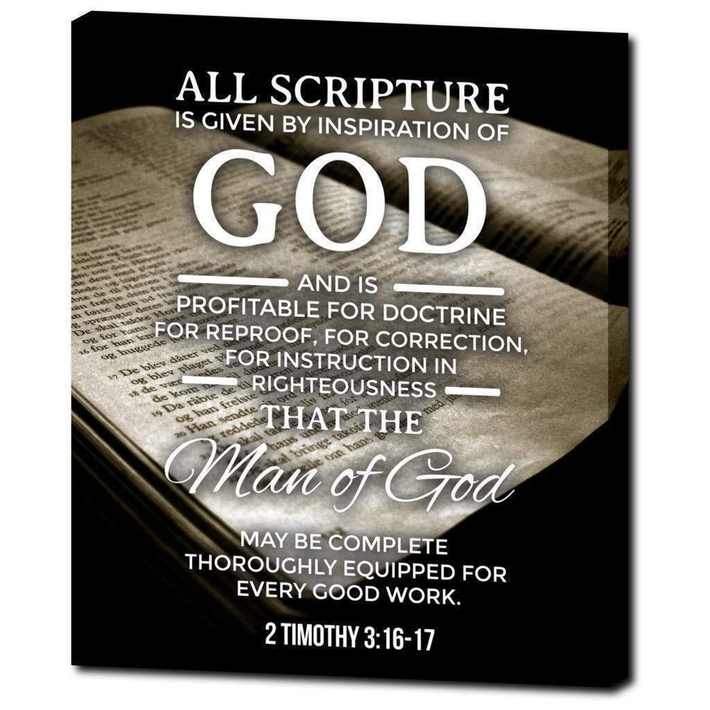 Man of God, 2 Timothy 3:16-17 Bible Verse Printed On Ready To Hang ...