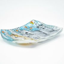 Fused Art Glass Winter Aspen Wolf Pack Design Oval Soap Dish Handmade in Ecuador image 3