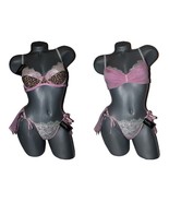 NWT NICOLE MILLER Bra &amp; boy Panty set leopard 34B + Small HOT pink mesh - $48.49